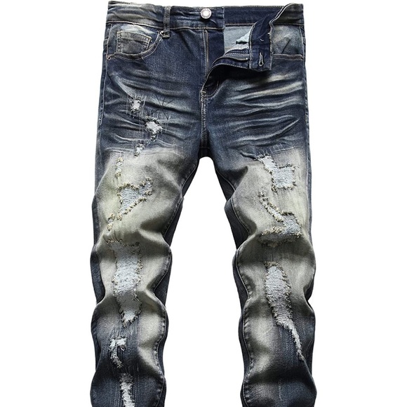 New Mens Ripped and Patched Skinny Jeans Multiple Sizes - Picture 1 of 2